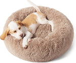 Bedsure Calming Dog Bed for Small Dogs - Donut Washable Small Puppy Bed, 23 Inches Anti-Slip round Fluffy Plush Faux Fur Large Cat Bed, Fits up to 25 Lbs Pets, Camel