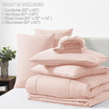 Full Size Comforter Sets Blush Pink, 7 Pieces Bed in a Bag, Pink Comforter Full Size, All Season Bedding Sets with Stitch Quilted Comforter, Flat Sheet, Fitted Sheet, Pillowcases