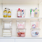 6 Pack Clear Stackable Storage Bins with Lids, Large Plastic Containers with Handle for Pantry Organizer and Storage,Perfect for Bathroom,Cabinet,Kitchen,Fridge,Closet Organization