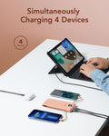 Portable Charger with Built-In AC Plug and Cables, All in One 10000Mah Ultra Slim Power Bank Travel Essentials, Fast Charging Battery Pack Compatible with Iphone, Samsung, More(Dark Pink)