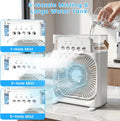 Portable Air Conditioner Fan, Mini Evaporative Air Cooler with 5 Spray Nozzles,3 Wind Speeds,3 Timers, 7 Colors LED Light,600Ml Personal AC Unit Fan for Bedroom Office Camping（White）