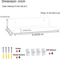 8 Inch Clear Acrylic Shelves for Wall No Drilling, 2 Pack Small Floating Shelf with Ledge No Damage Mounted, Easily Expand Wall Space for Bedroom, Living Room, Bathroom