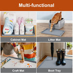 Extra Thick Silicone Mat Waterproof with Raised Edge 19” X 12”, BPA Free Non-Slip Dog & Cat Food Mat, Feeding Mat for Food and Water Bowls, Spill Proof Mat to Protect Floors, Gray