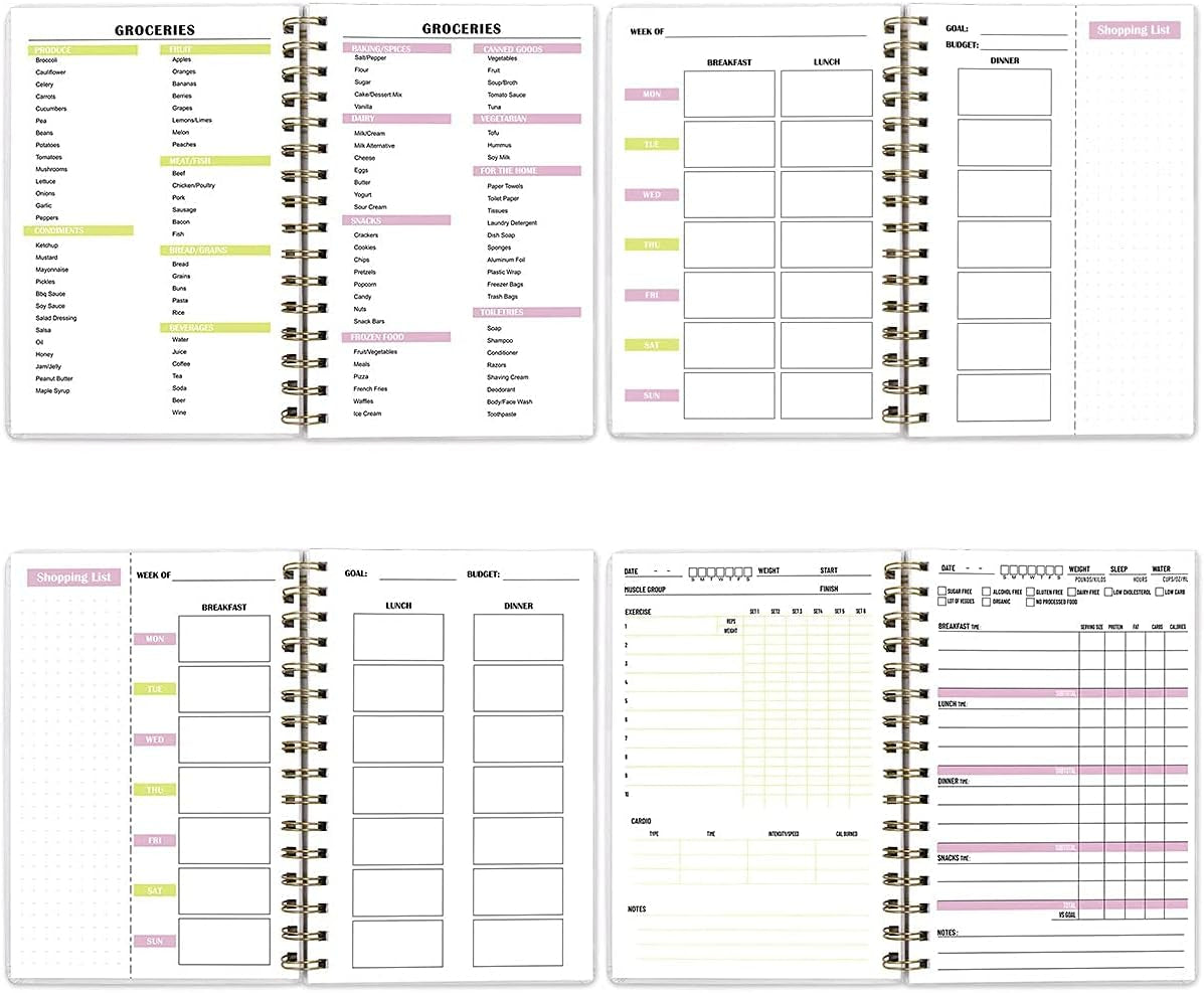 Food and Fitness Meal Workout Journal Diary Wellness Log Notebook Planner Weight Loss Diet Exercise Training Health Tracker 6.1X 8.5 Inch Hard Cover