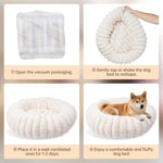 Donut Dog and Cat Bed, Luxurious Comfortable Faux Rabbit Fur Pet Beds, round Anti-Anxiety Calming Puppy Kitten Bed with Anti-Slip Bottom for Small Medium Dogs & Cats(27", Brown)
