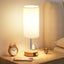 Touch Bedside Table Lamp with Memory - Stepless Dimmable Lamp for Bedroom, Small Nightstand Lamp with Dual USB Charging Ports and AC Outlet, Wood Night Light, Desk Lamp for Nursery, Living Room, Dorm