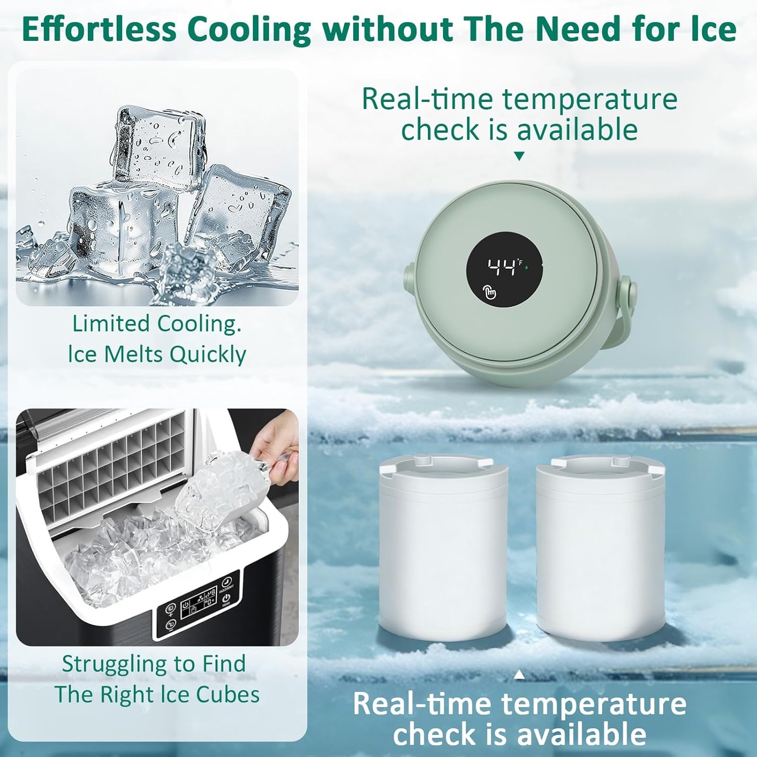 Portable Breast Milk Cooler for Outdoors & Work, 360Â° Total Cooling Keeps Milk Fresh for 24 Hours, 19Oz Large Capacity Travel Breastmilk Chiller with Temp Display & 2Pcs Bottle for Breastmilk Storage
