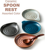 Spoon Rest, Large Ceramic Spoon Holder for Stove Top, Heat-Resistant Cooking Spoon Rest for Kitchen Counter Decor, 5 Inches (Gray)