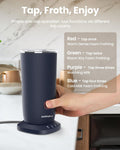 Milk Frother, 4-In-1 Electric Milk Frother and Steamer, Automatic Warm and Cold Foam Maker and Milk Warmer for Latte, Cappuccinos, Dark Blue