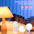 Rechargeable Battery Operated Light Bulb with Remote & Timer, Dimmable Backup Magnetic LED Bulb with 15 Colors, Wireless Puck Light Bulb for Wall Sconce Lamps, Non-Hardwired, 2-Pack
