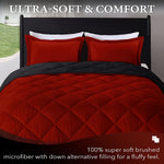 King Size Comforter Set - Red and Black King Comforter, Soft Bedding Sets for All Seasons - 3 Pieces - 1 Comforter (104"X92") and 2 Pillow Shams(20"X36")