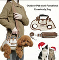 Outdoor Pet Multifunctional Crossbody Bag, Small Dog and Cat Carrier, Hands-Free Shoulder Sling, Adjustable Strap (Brown, Medium)