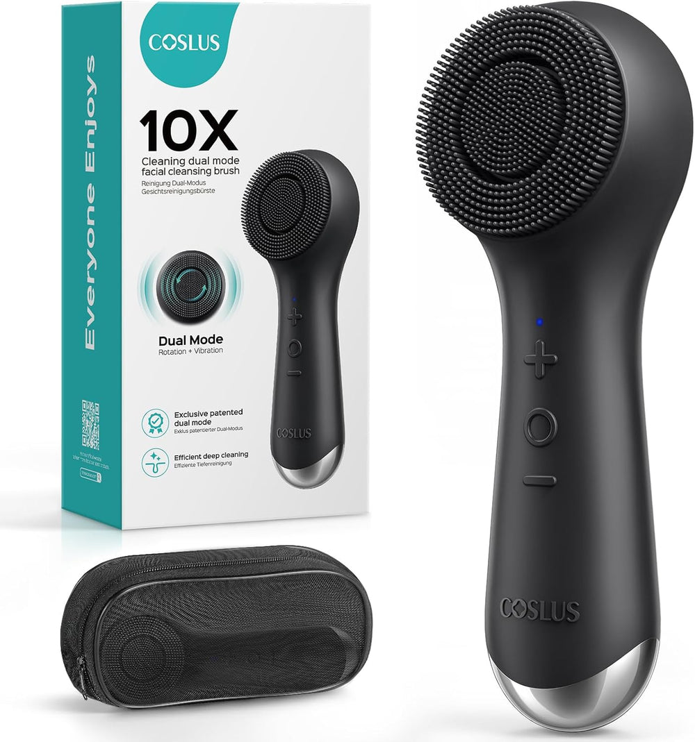 FBS03 Face Scrubber Facial Cleansing Brush: 2 in 1 Spin and Vibration Patented, Silicone Electric Exfoliator Scrubber with Automatic Foaming, Waterproof Face Cleanser Brush for Men and Women
