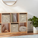 Collapsible Fabric Storage Cubes Organizer with Handles, Sturdy Storage Bins for Organization, 10.5" X 10.5" X 11", Beige, 6-Pack