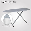 Ironing Board Cover and Pad | 100% Cotton Cover with Padding Standard Size with Aluminum Coating | Heat-Reflective Ironing Board with Elastic Edges Set | 54"X15" Grey