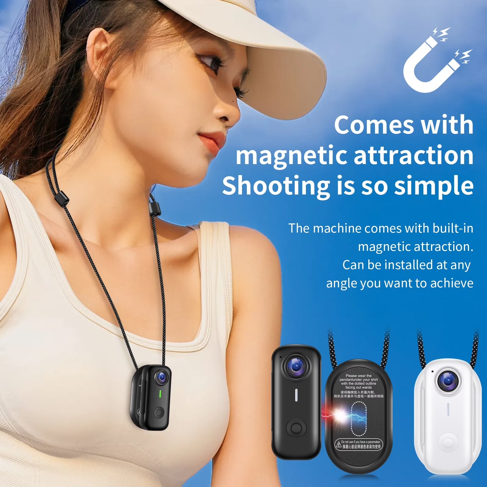 Mini Body Camera, Wearable Action Body Cam with Audio & Video- Thumb Hands Free Waterproof Recording Wearable Cameras - for Work Travel Pet Walk Swim(Black)