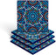 Set of 4 Silicone Coasters - Protect against Water Marks or Damage - Fits All Cups, 3.5" Size, Blue Morocco