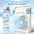 Portable Air Conditioner Fan, Mini Evaporative Air Cooler with 5 Spray Nozzles,3 Wind Speeds,3 Timers, 7 Colors LED Light,600Ml Personal AC Unit Fan for Bedroom Office Camping（White）
