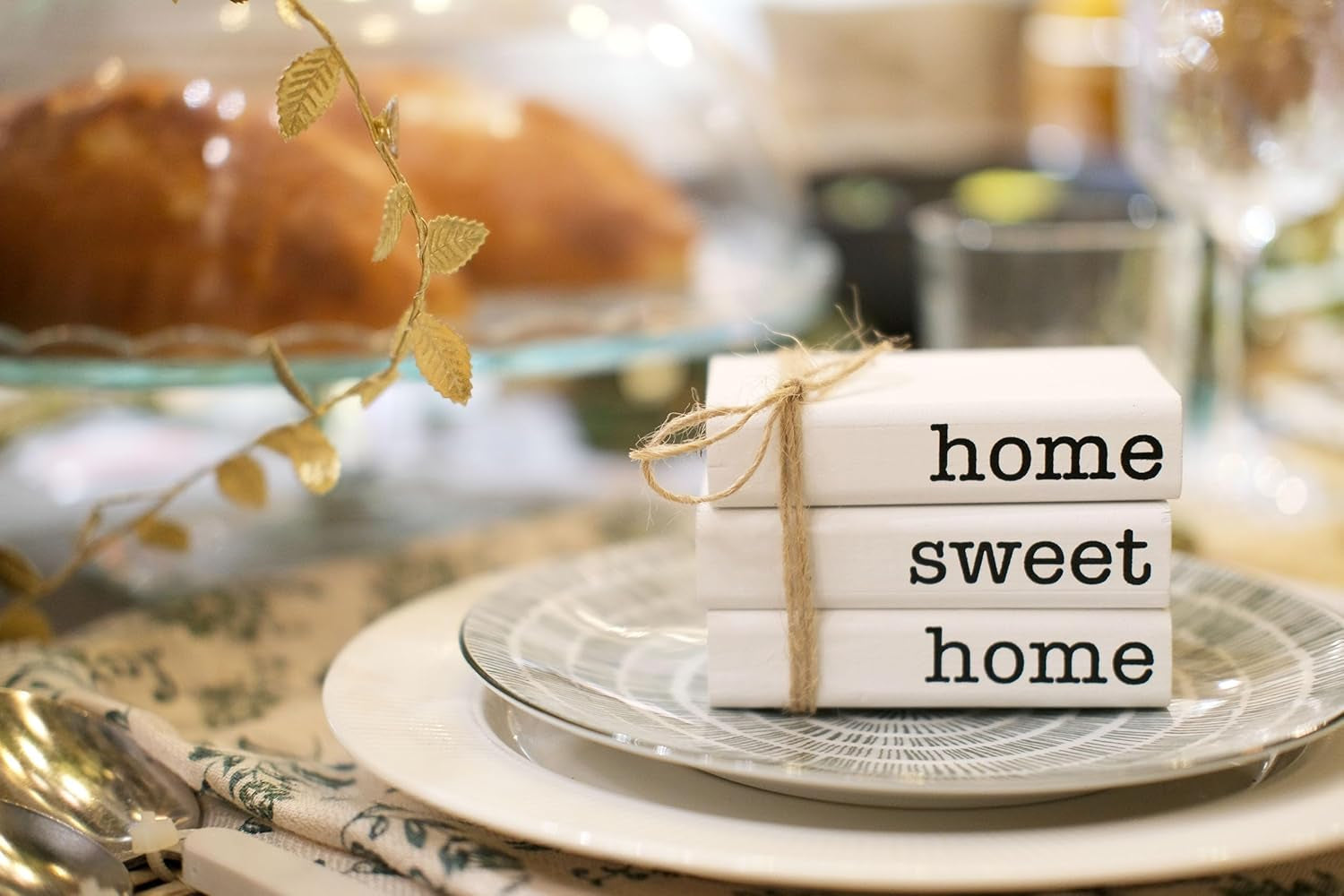Farmhouse Mini White Decorative Books for Tiered Tray Decor - Wooden Book Stack Faux Books for Coffee Table Living Room Decoration - Small Shelf Decor Accent