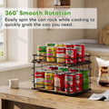 360Â° Rotating Can Rack Organizer for Pantry, 2-Tier Lazy Susan Can Organizer Holds up to 26 Soda Cans, Metal Wire & Wood Shelf with Turntable Storage for Kitchen Cabinet, Pantry & Countertop