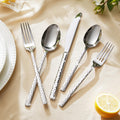 20 Piece Hammered Silverware Set, 18/10 Stainless Steel Flatware Set for 4, Cutlery Set for Home, Party, Wedding, Mirror Polished Dishwasher Safe