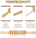 Manual Wooden Fascia Massage Roller Trigger Points for Release Cellulite Sore Muscle Blasting (Straight-9-Wheel)