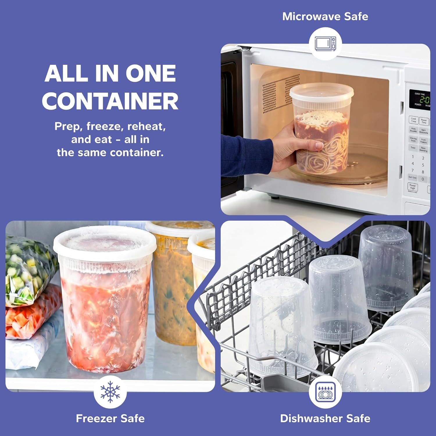 [32 Oz. - 24 Count Plastic Deli Containers with Lids - Disposable Food Storage Containers with Airtight Lids, Ideal for Soups, Stews, and Meal Prep