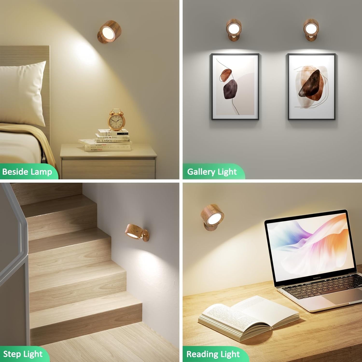 LED Wall Lights, Wall Sconces 2 Pcs with Remote Rechargeable Battery Operated, 3 Color Temperatures & Dimmable Wall Lamp Magnetic 360Â° Rotation Light for Bedroom Living Room