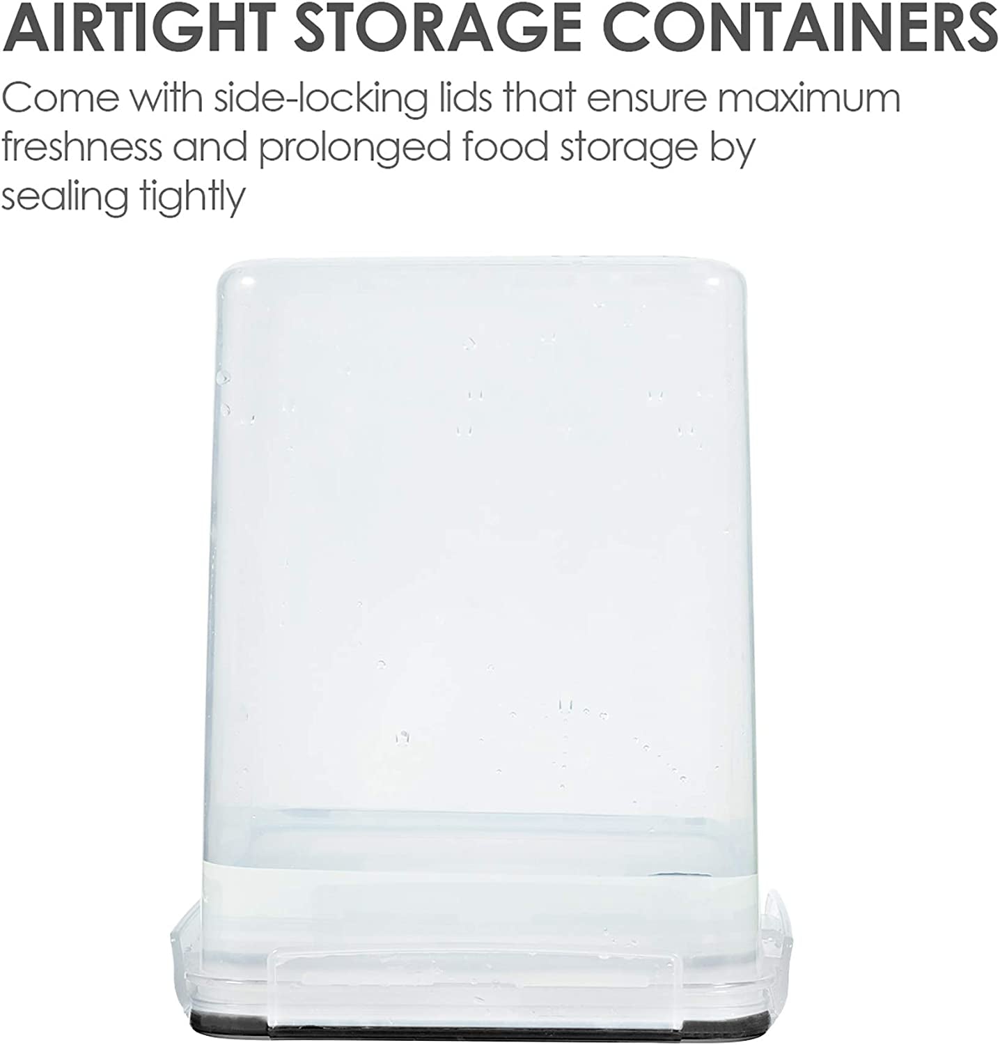 4 PCS Large Food Storage Containers 5.2L / 175Oz, 4 Pieces BPA Free Plastic Airtight Canisters for Flour, Sugar, Baking Supplies, Rice with Lids, 4 Measuring Cups and 24 Labels, Black