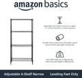 4-Shelf Steel Wire Storage Shelves for Garage, Adjustable Metal Shelving Unit, 200 Lbs per Shelf, 23.2" W X 48" H X 13.4" D, Black | Sturdy, Adjustable, Easy Assembly, Storage