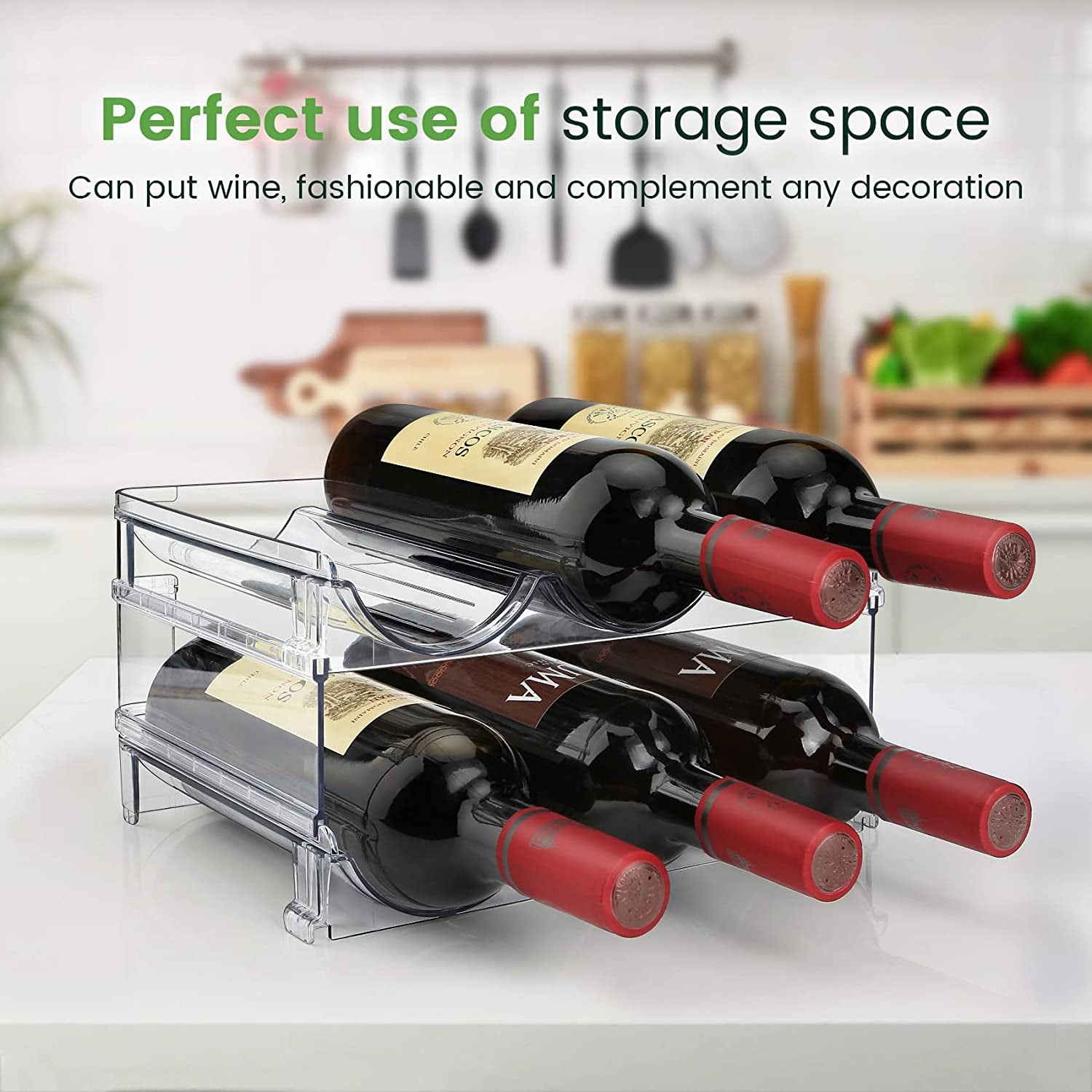 Water Bottle Organizer for Cabinet, Water Bottle Storage Organizer, 2 Packs Water