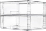 2 Pack Large Stackable Storage Drawers,Easily Assemble Clear Acrylic Bathroom Closet Undersink Organizers,Plastic Storage Bins for Cabinet,Kitchen Pantry,Medicine Organization