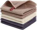 100% Cotton Waffle Weave Kitchen Dish Cloths, Ultra Soft Absorbent Quick Drying Dish Towels, 12 X 12 Inches, 6-Pack, Mixed Color
