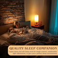 Touch Control Bedside Table Lamp with USB-C Charging Ports, 4-Way Dimmable Nightstand Lamp with Wood Base & Fabric Shade for Bedroom Living Room