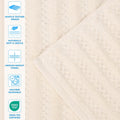 Zuma Zero Twist Cotton Medium Weight Towels, for Guest Bath, Bathroom, Shower, Spa, Plush Towels, Bath Essentials, Waffle Textured Stripes, 3 Piece Assorted Towel Set, Ivory