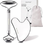 Face Roller and Gua Sha, Stainless Steel Facial Roller and Guasha Tool for Face, Skin Care Roller for Wrinkles and Lifting, Improve Puffiness, Metal Face Massager for Eyes, Neck Tighten
