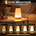 Rechargeable LED Night Light, Touch & Remote Control Bedside Lamp with 13 Colors, 5 Brightness Levels, Portable Table Lamp for Kids Baby Nursery, Bedroom, Bathroom, Camping, Light Brown
