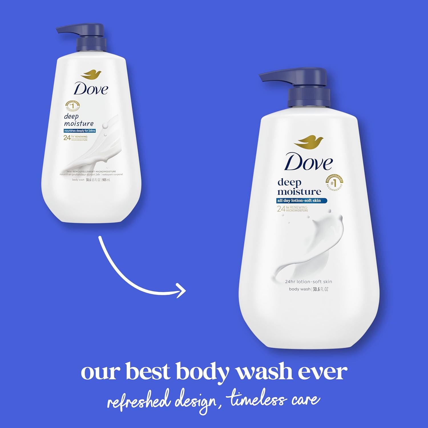 Dove Body Wash Deep Moisture for 24Hr Lotion-Soft Skin Moisture Moisturizing Skin Cleanser with No Sulfates No Parabens 30.6 Oz