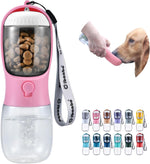 Dog Water Bottle with Food Container, Travel Puppy Water Bowl, Portable Pet Dispenser, Girl Dog Mom Gifts Accessories Stuff Essentials Necessities for Yorkie Chihuahua Cat Walking and Hiking