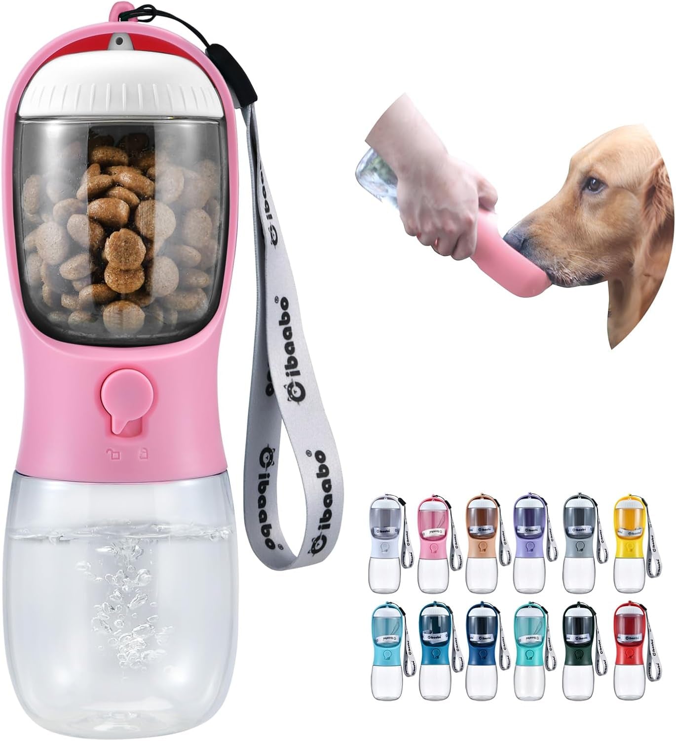 Dog Water Bottle with Food Container, Travel Puppy Water Bowl, Portable Pet Dispenser, Girl Dog Mom Gifts Accessories Stuff Essentials Necessities for Yorkie Chihuahua Cat Walking and Hiking