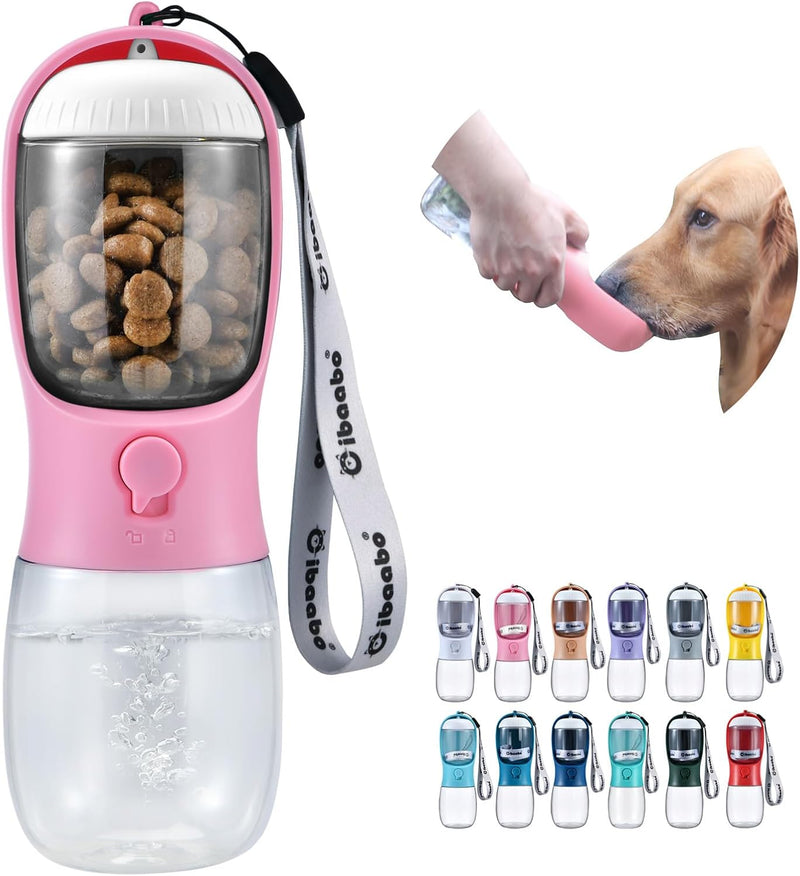 Dog Water Bottle with Food Container, Travel Puppy Water Bowl, Portable Pet Dispenser, Girl Dog Mom Gifts Accessories Stuff Essentials Necessities for Yorkie Chihuahua Cat Walking and Hiking