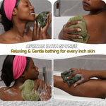 Authentic African Net Sponge - 2 Pack Exfoliating Bath & Shower Loofah Sponge for Body & Face, Gentle Scrubber for All Skin Types, Travel, Durable Polyester (Olive Green & Light Green)