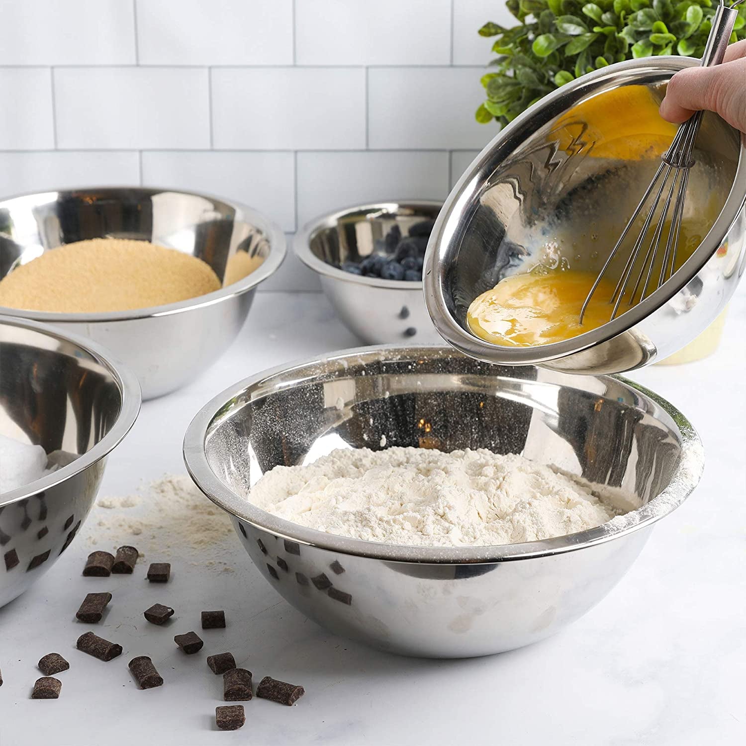Meal Prep Stainless Steel Mixing Bowl (5-Piece Set) Home, Refrigerator, and Kitchen Food Storage Organizers | Ecofriendly, Heavy Duty, No Lids