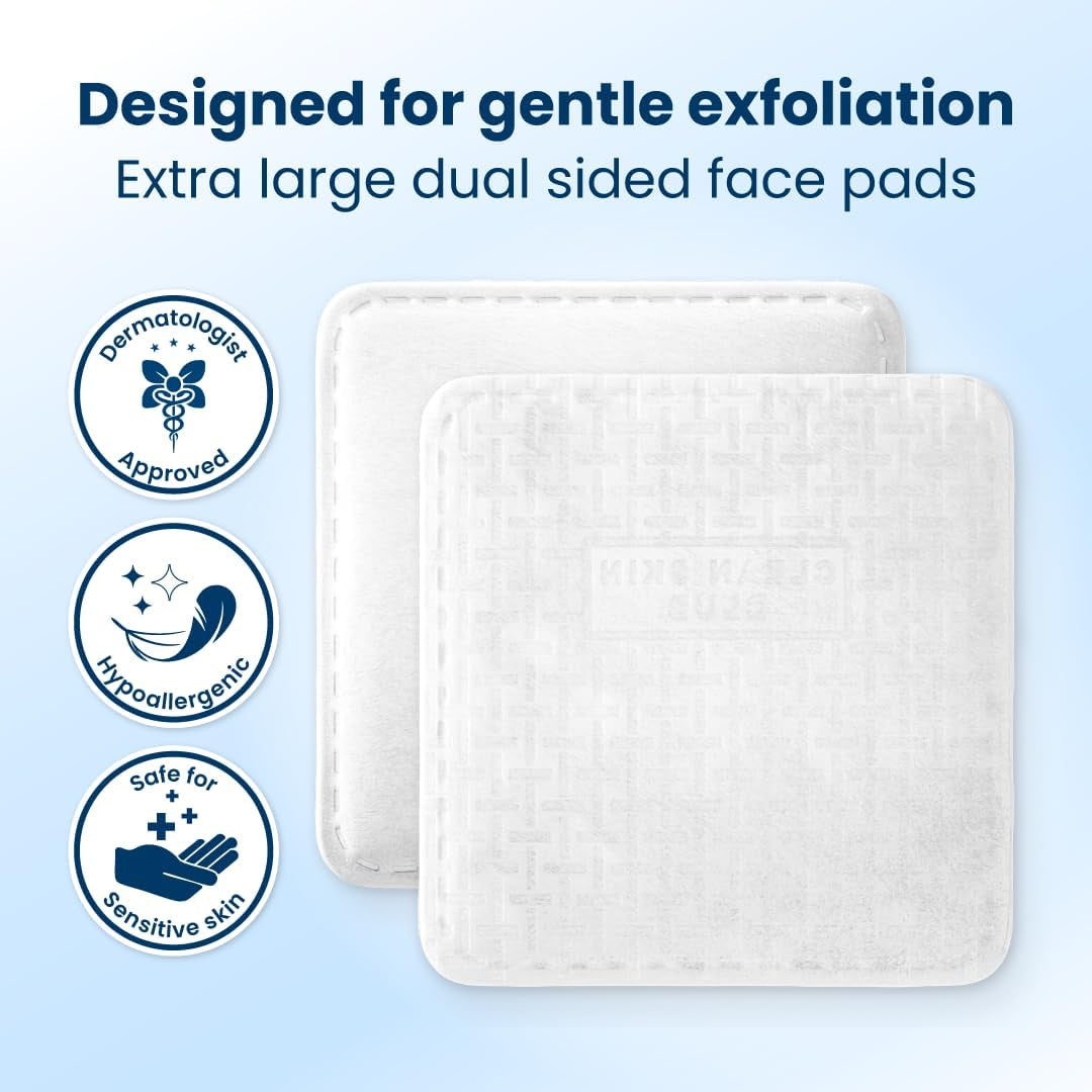 CleanÂ² Pads 2.0 [NEW & Improved Edges] Guaranteed Not to Shed & Tear Face Pads, Unique Triple Layers, Textured & Ultra Soft Side, Organic Disposable Cotton, Pair with Makeup Remover