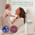Bottle Warmer, Fast Bottle Warmers for All Bottles with Timer, Accurate Temperature Control and Automatic Shut-Off, No Lid Required for Heating, White-Gray