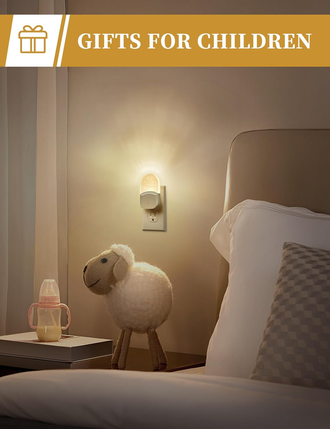 LED Night Light, Baby Night Lights [2 Pack], Plug in Night Light with Auto Dusk to Dawn Sensor, Adjustable Brightness Nightlight for Kids, Bathroom, Bedroom, Nursery Room, Soft White 3000K