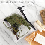 Authentic African Net Sponge - 2 Pack Exfoliating Bath & Shower Loofah Sponge for Body & Face, Gentle Scrubber for All Skin Types, Travel, Durable Polyester (Olive Green & Light Green)