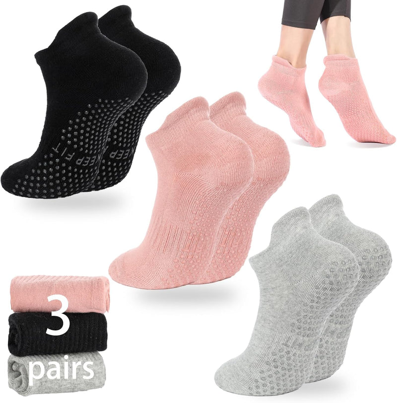 Grip Pilates Socks Non Slip Athletic Yoga Socks with Grips for Women Grippy Socks for Hospital Workout Barre