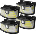 New Solar Motion Sensor Lights 120 Leds with Lights Reflector,270Â° Wide Angle, IP65 Waterproof, Step Lights for Front Door, Yard, Garage, Deck (Black, Daylight White, 4-Pack)
