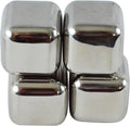 Reusable Ice Cubes Stainless Steel Chilling Stones for Whiskey Wine Beverage, Set of 4